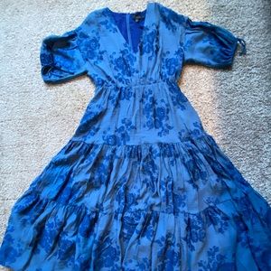 Ted Baker London Zilda Floral Puff Sleeve Faux Wrap Midi Dress